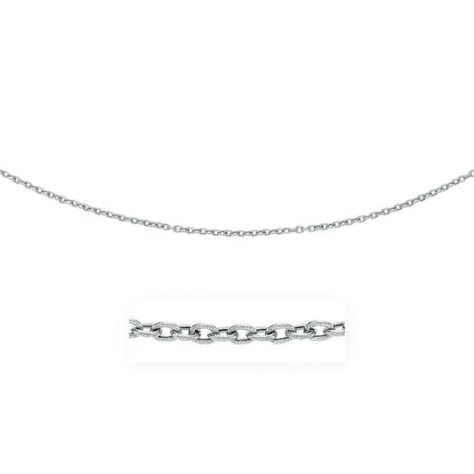 3.5mm 14k White Gold Pendant Chain with Textured Links freeshipping - Higher Class Elegance