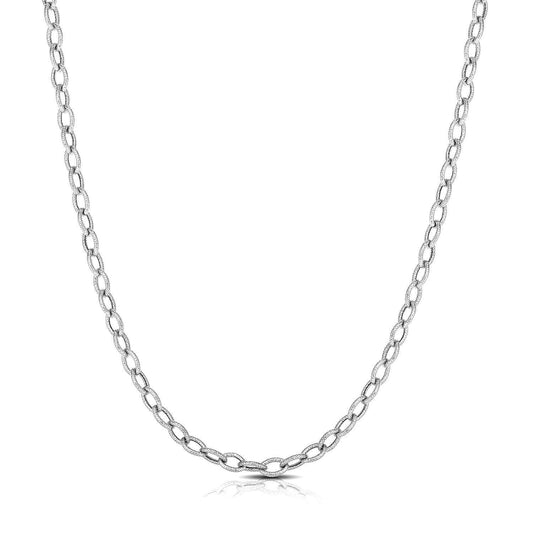 3.5mm 14k White Gold Pendant Chain with Textured Links freeshipping - Higher Class Elegance