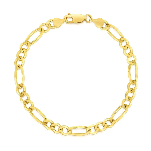 4.5mm 14k Yellow Gold Solid Figaro Bracelet freeshipping - Higher Class Elegance