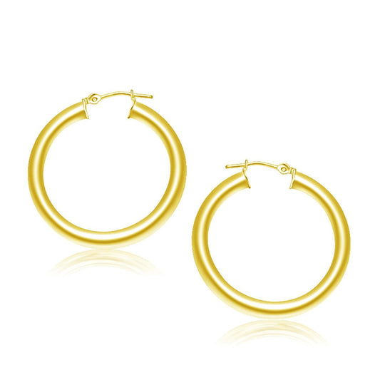 14k Yellow Gold Polished Hoop Earrings (30 mm) freeshipping - Higher Class Elegance