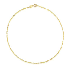 14k Yellow Gold Singapore Anklet 1.5mm freeshipping - Higher Class Elegance