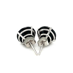 14k White Gold 8.0mm Round Black CZ Stud Earrings freeshipping - Higher Class Elegance