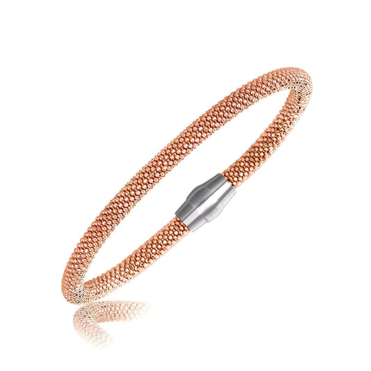 Sterling Silver Rhodium Plated Rose Gold Plated Popcorn Bangle freeshipping - Higher Class Elegance