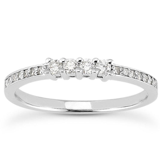 14k White Gold Wedding Band with Pave Set Diamonds and Prong Set Diamonds freeshipping - Higher Class Elegance