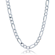 Rhodium Plated 8.1mm Sterling Silver Figaro Style Chain freeshipping - Higher Class Elegance
