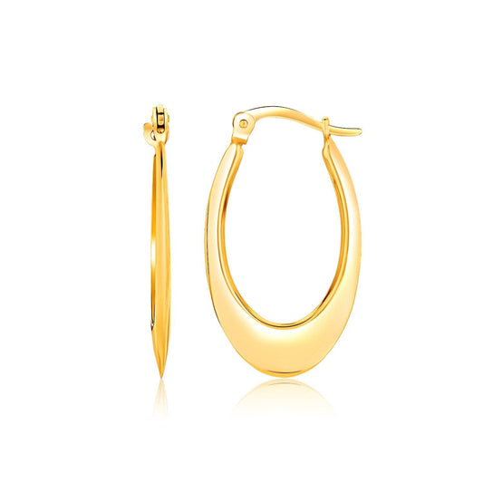 14k Yellow Gold Puffed Graduated Open Oval Earrings freeshipping - Higher Class Elegance