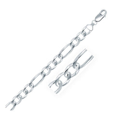 Rhodium Plated 8.8mm Sterling Silver Figaro Style Chain freeshipping - Higher Class Elegance