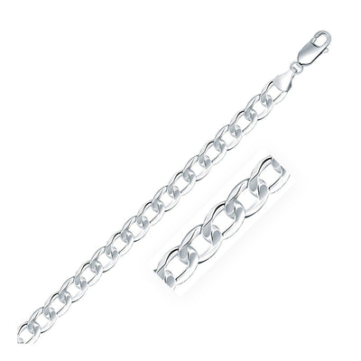 Rhodium Plated 7.2mm Sterling Silver Curb Style Chain freeshipping - Higher Class Elegance