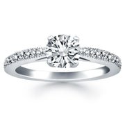 14k White Gold Diamond Pave Cathedral Engagement Ring freeshipping - Higher Class Elegance