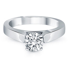 14k White Gold Wide Cathedral Solitaire Engagement Ring freeshipping - Higher Class Elegance