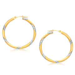 14k Two Tone Gold Polished Hoop Earrings (30 mm) freeshipping - Higher Class Elegance