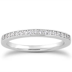14k White Gold Micro-pave Flat Sided Diamond Wedding Ring Band freeshipping - Higher Class Elegance
