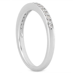 14k White Gold Micro-pave Flat Sided Diamond Wedding Ring Band freeshipping - Higher Class Elegance