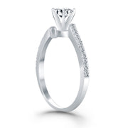 14k White Gold Open Shank Bypass Diamond Engagement Ring freeshipping - Higher Class Elegance