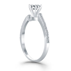 14k White Gold Open Shank Bypass Diamond Engagement Ring freeshipping - Higher Class Elegance