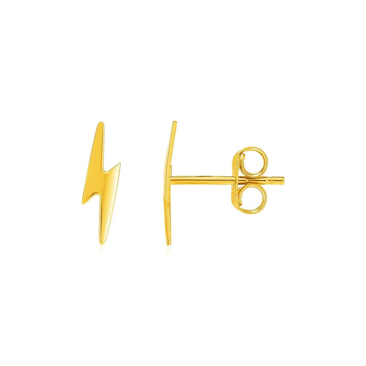 14k Yellow Gold Post Earrings with Lightning Bolts freeshipping - Higher Class Elegance