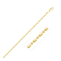 14k Yellow Gold Diamond-Cut Alternating Bead Chain 1.5mm freeshipping - Higher Class Elegance