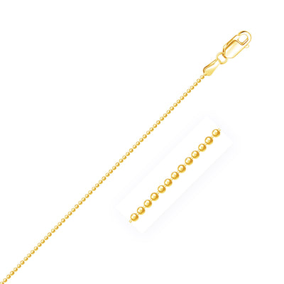 14k Yellow Gold Diamond-Cut Bead Chain 1.2mm freeshipping - Higher Class Elegance