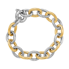 18k Yellow Gold and Sterling Silver Rhodium Plated Diamond Cut Chain Bracelet freeshipping - Higher Class Elegance
