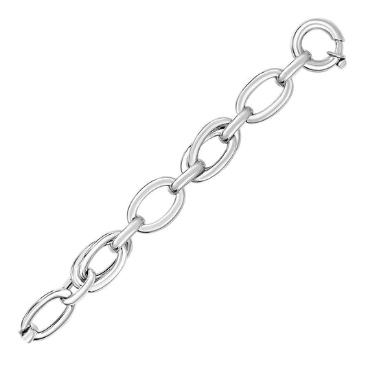 Sterling Silver Large Oval Link Bracelet freeshipping - Higher Class Elegance