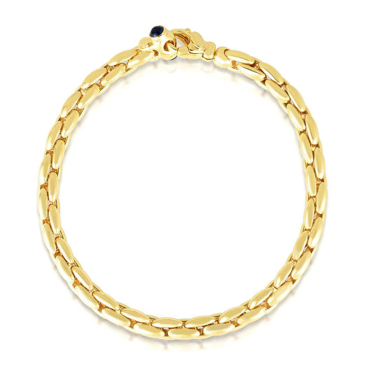 14k Yellow Gold 7 1/2 inch Oval Link Bracelet with Sapphire freeshipping - Higher Class Elegance