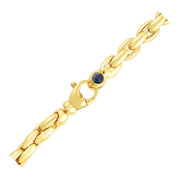 14k Yellow Gold 7 1/2 inch Oval Link Bracelet with Sapphire freeshipping - Higher Class Elegance