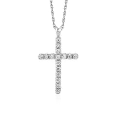 Cross Pendant with Diamonds in Sterling Silver freeshipping - Higher Class Elegance