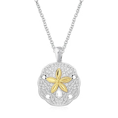 Designer Sterling Silver and 14k Yellow Gold Sand Dollar Pendant freeshipping - Higher Class Elegance