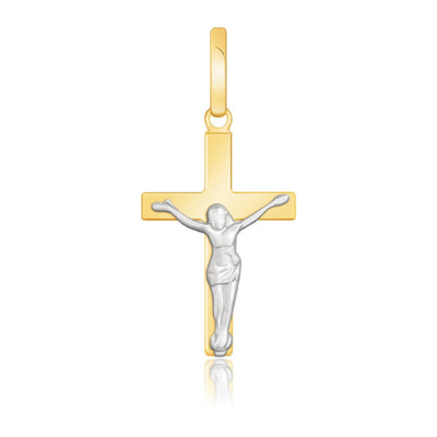 14k Two Tone Gold Crucifix Motif Pendant freeshipping - Higher Class Elegance
