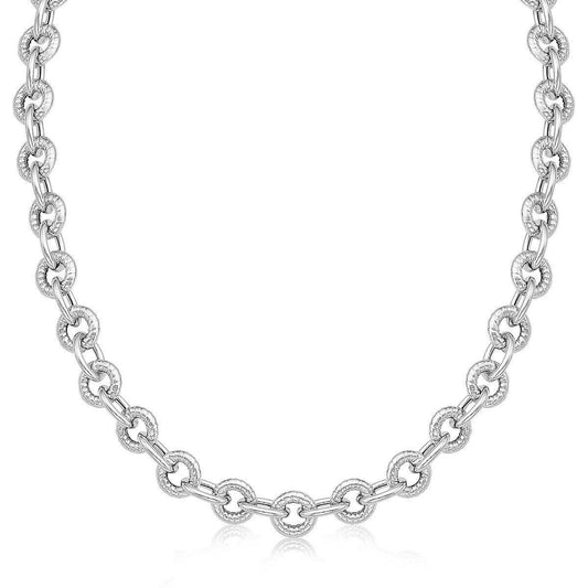 Sterling Silver Round Cable Inspired Chain Link Necklace freeshipping - Higher Class Elegance