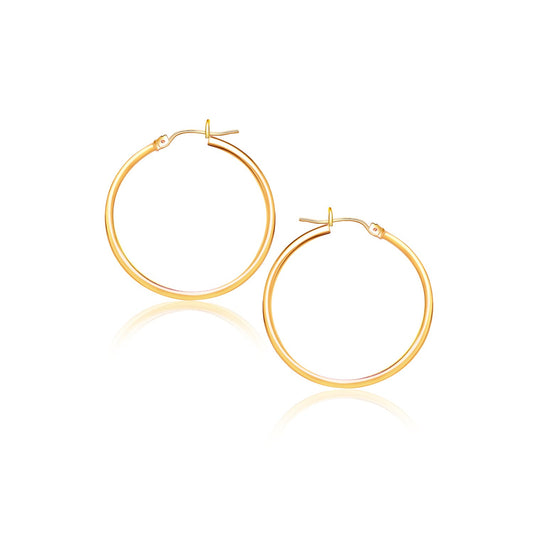 14k Yellow Gold Polished Hoop Earrings (40 mm)