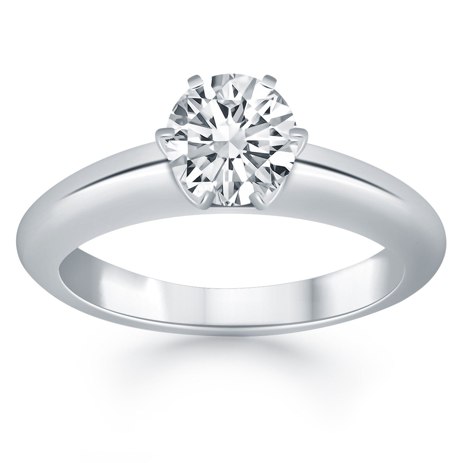 14k White Gold Solitaire Cathedral Engagement Ring freeshipping - Higher Class Elegance