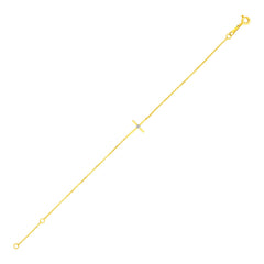 14k Yellow Gold 5 1/2 inch Childrens Bracelet with Cross freeshipping - Higher Class Elegance