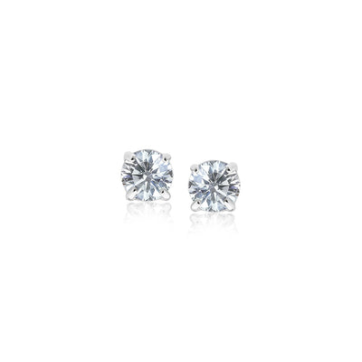 Sterling Silver 3mm Faceted White Cubic Zirconia Stud Earrings freeshipping - Higher Class Elegance