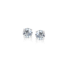 Sterling Silver 3mm Faceted White Cubic Zirconia Stud Earrings freeshipping - Higher Class Elegance