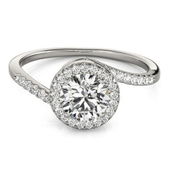 14k White Gold Halo Design Bypass Round Diamond Engagement Ring (5/8 cttw) freeshipping - Higher Class Elegance