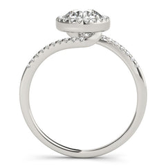 14k White Gold Halo Design Bypass Round Diamond Engagement Ring (5/8 cttw) freeshipping - Higher Class Elegance