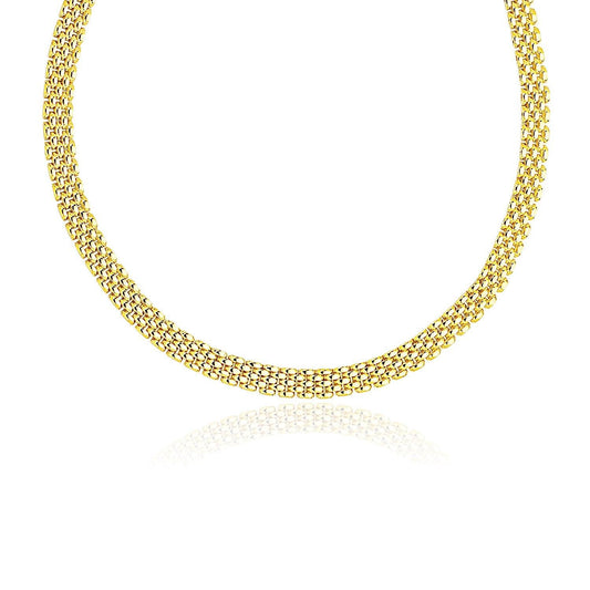 14k Yellow Gold Fancy Polished Multi-Row Panther Link Necklace freeshipping - Higher Class Elegance