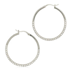 Sterling Silver Large Textured Rectangular Profile Hoop Earrings freeshipping - Higher Class Elegance