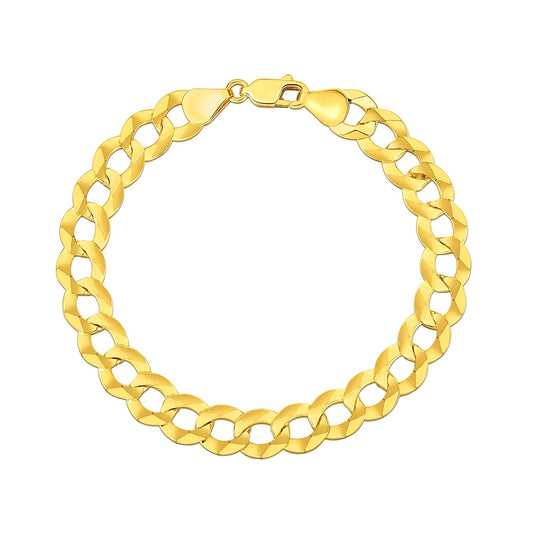 14k Yellow Gold Solid Curb Bracelet 10.0mm