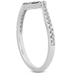 14k White Gold Fancy Zig Zag Pave Diamond Wedding Ring Band freeshipping - Higher Class Elegance