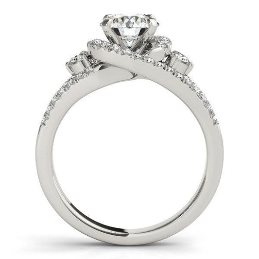 14k White Gold Split Shank Halo Bypass Diamond Engagement Ring (1 3/4 cttw) freeshipping - Higher Class Elegance