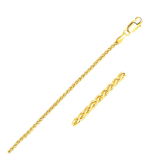 2.1mm 14k Yellow Gold Round Wheat Chain