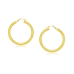 14k Yellow Gold Polished Hoop Earrings (25 mm) freeshipping - Higher Class Elegance