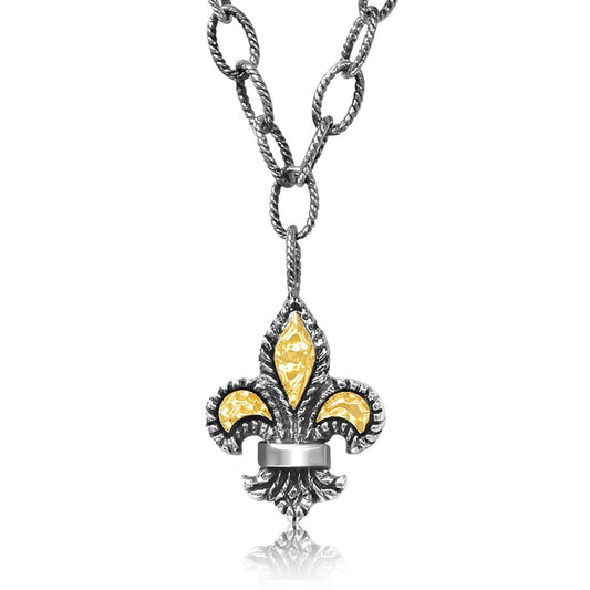 Sterling Silver & 18k Yellow Gold Fleur De List Pendant freeshipping - Higher Class Elegance