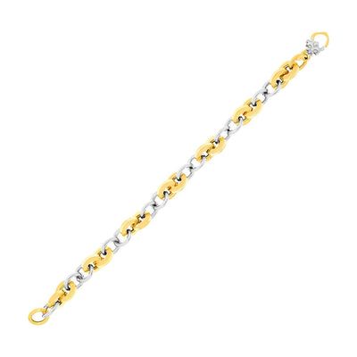 14k Two-Tone Gold Flat and Rounded Link Bracelet freeshipping - Higher Class Elegance