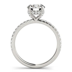 14k White Gold Diamond Engagement Ring with Scalloped Row Band (2 1/4 cttw) freeshipping - Higher Class Elegance