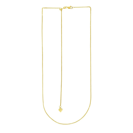 14k Yellow Gold Adjustable Wheat Chain 1.0mm