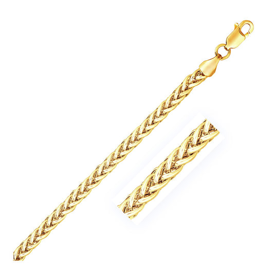 14k Yellow Gold 3.3mm Light Weight Wheat Chain