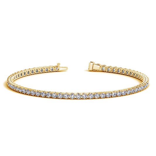 14k Yellow Gold Round Diamond Tennis Bracelet (3 cttw) freeshipping - Higher Class Elegance